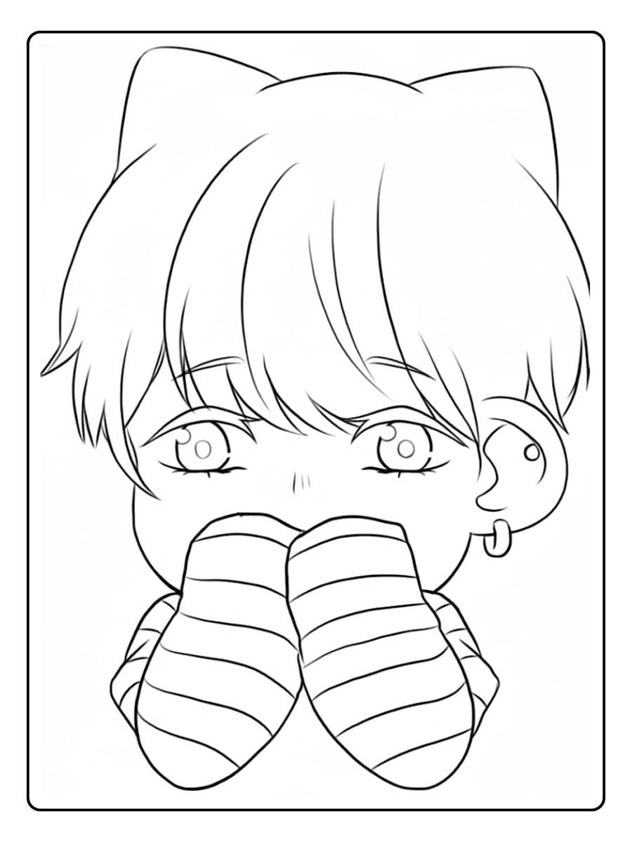 BTS Kawaii Catboy Coloriage