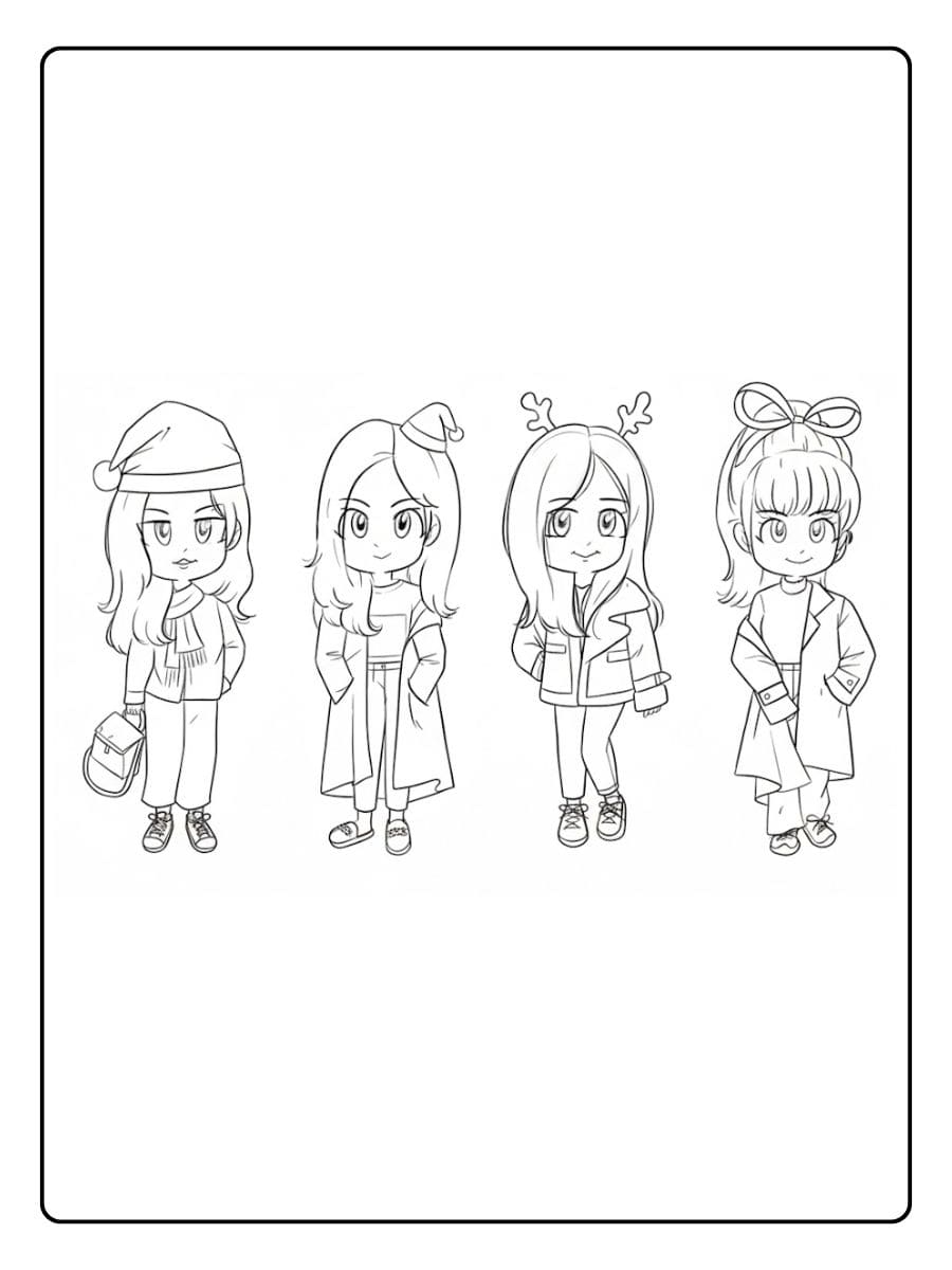 Blackpink Chibi Noël à Colorier Coloriage Blackpink Kawaii