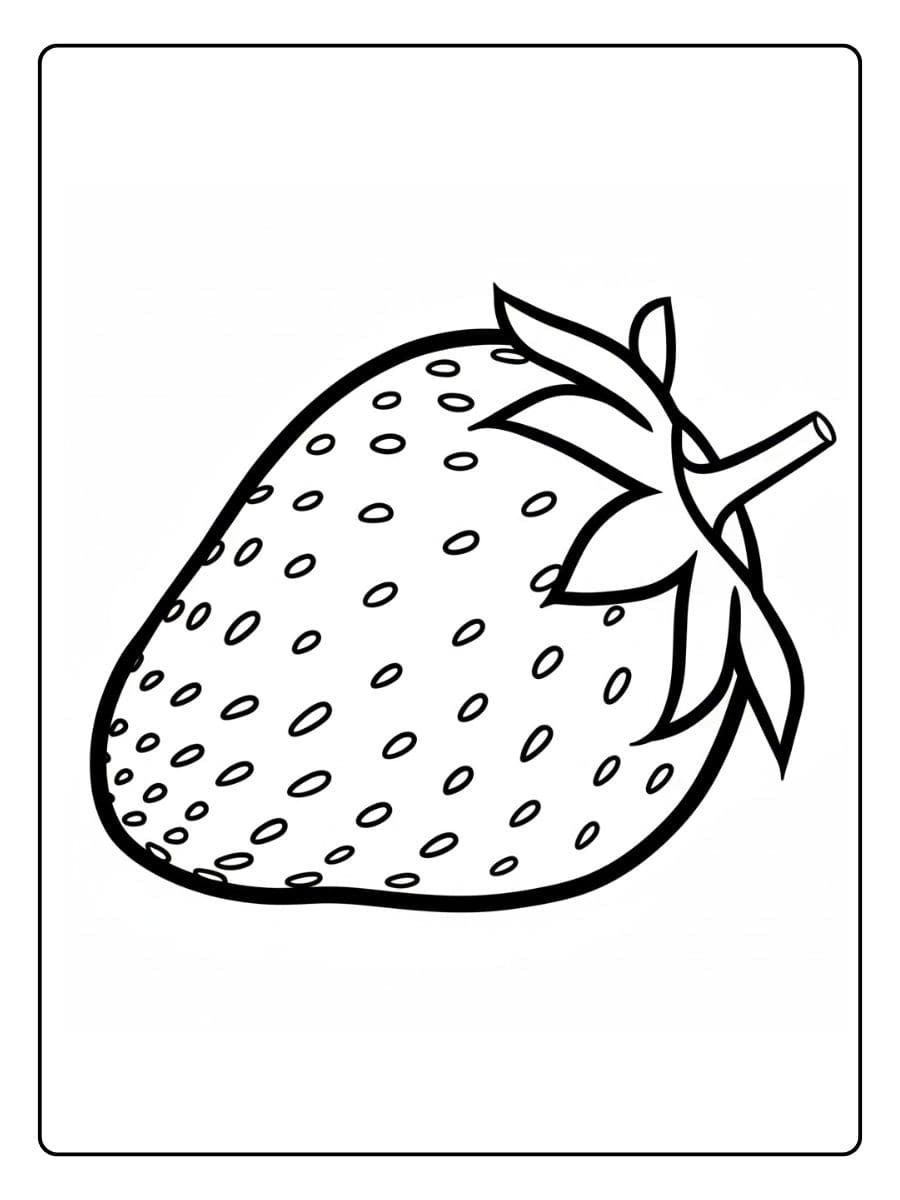 Bold Line Strawberry Coloring Page Simple Outline Art Coloriage Fraise