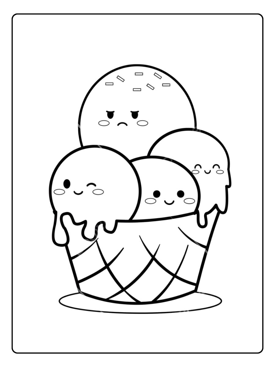 Boules de Joie Coloriage Glace Kawaii