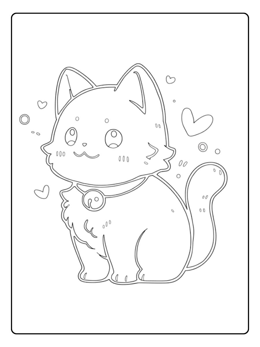 Câlins Kawaii Coloriage Chaton