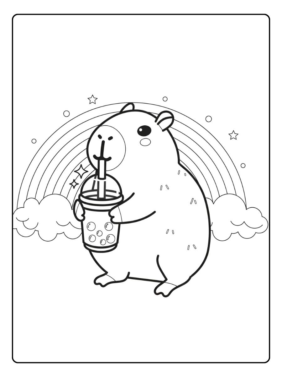 Coloriage capybara kawaii bébé