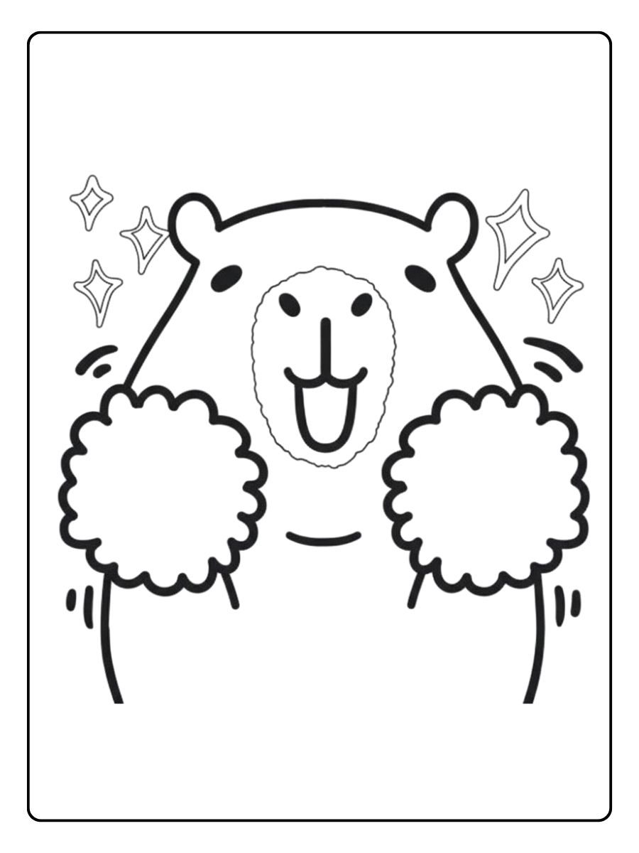 Coloriage capybara kawaii avec un cœur