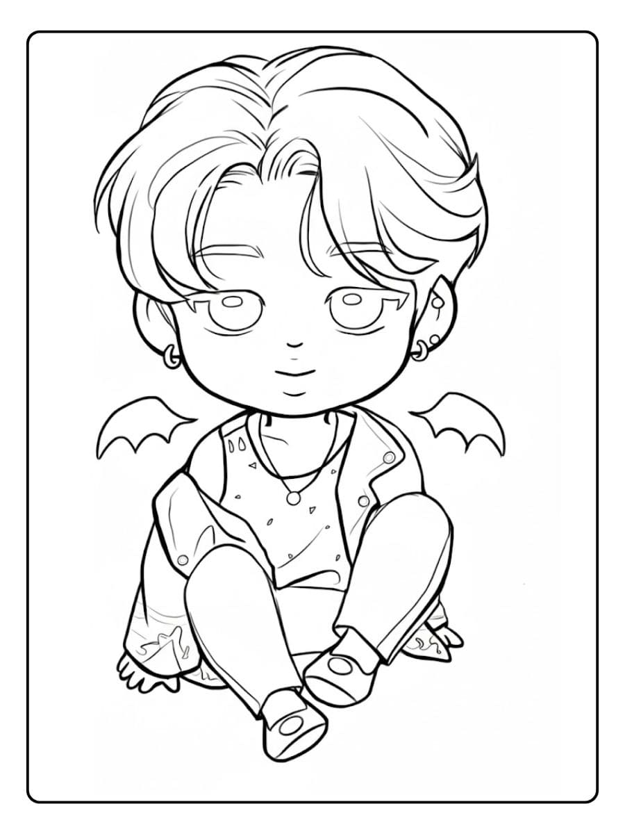 Chibi Idol with Wings Coloriage BTS Kawaii