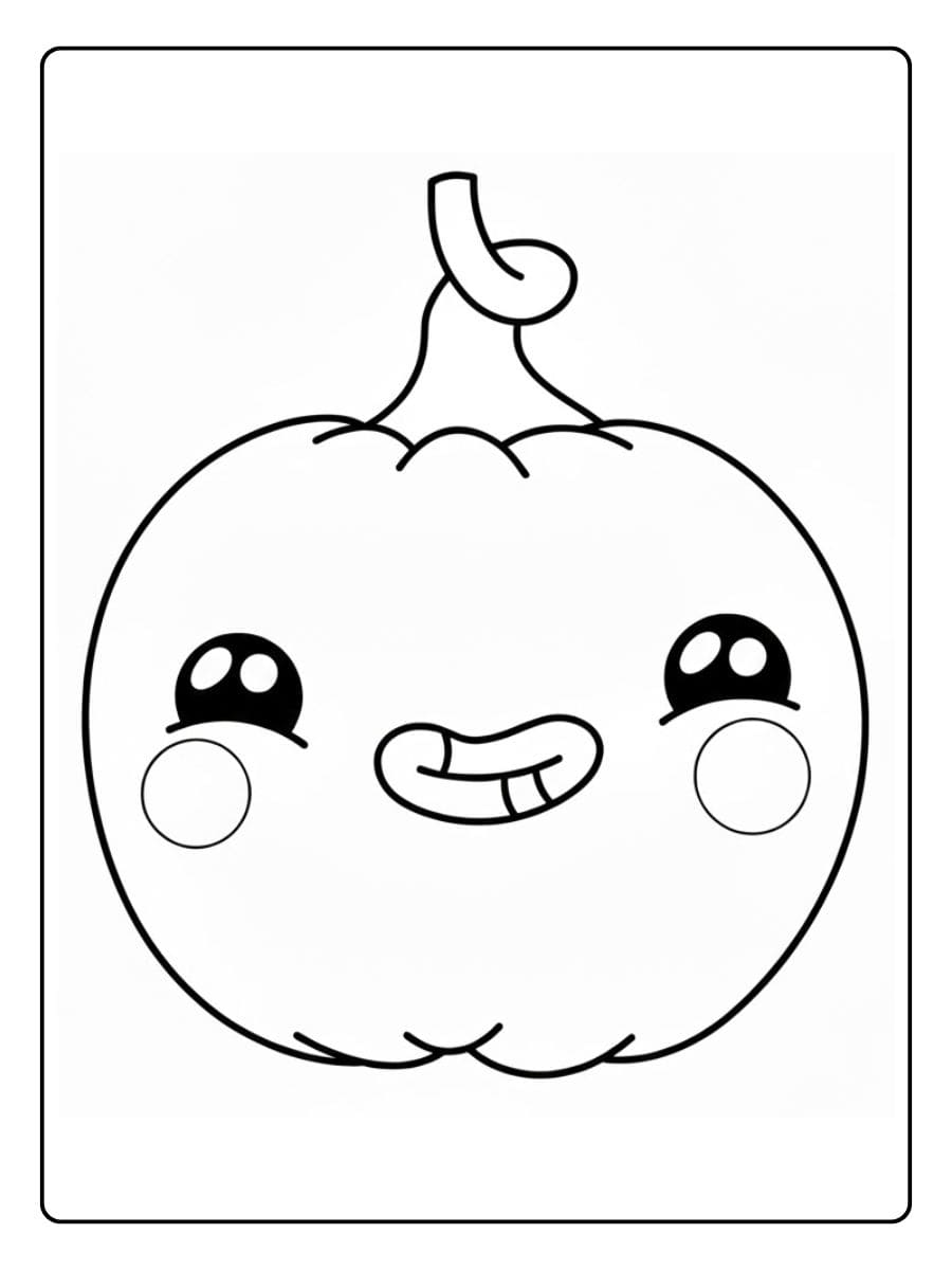 Citrouille Kawaii Souriante à Colorier Coloriage Citrouille Kawaii