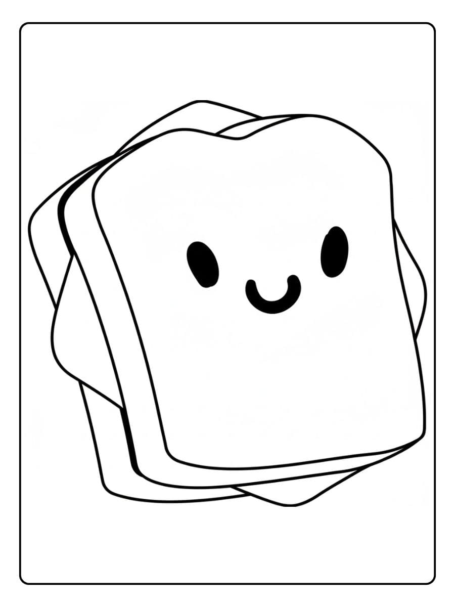 Coloriage Aliment Kawaii Sandwich Souriant