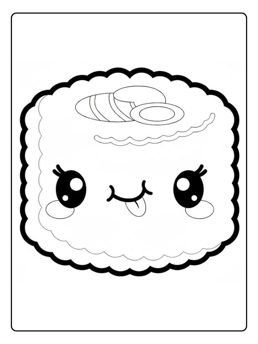 Coloriage Aliment Kawaii Sushi Mignon