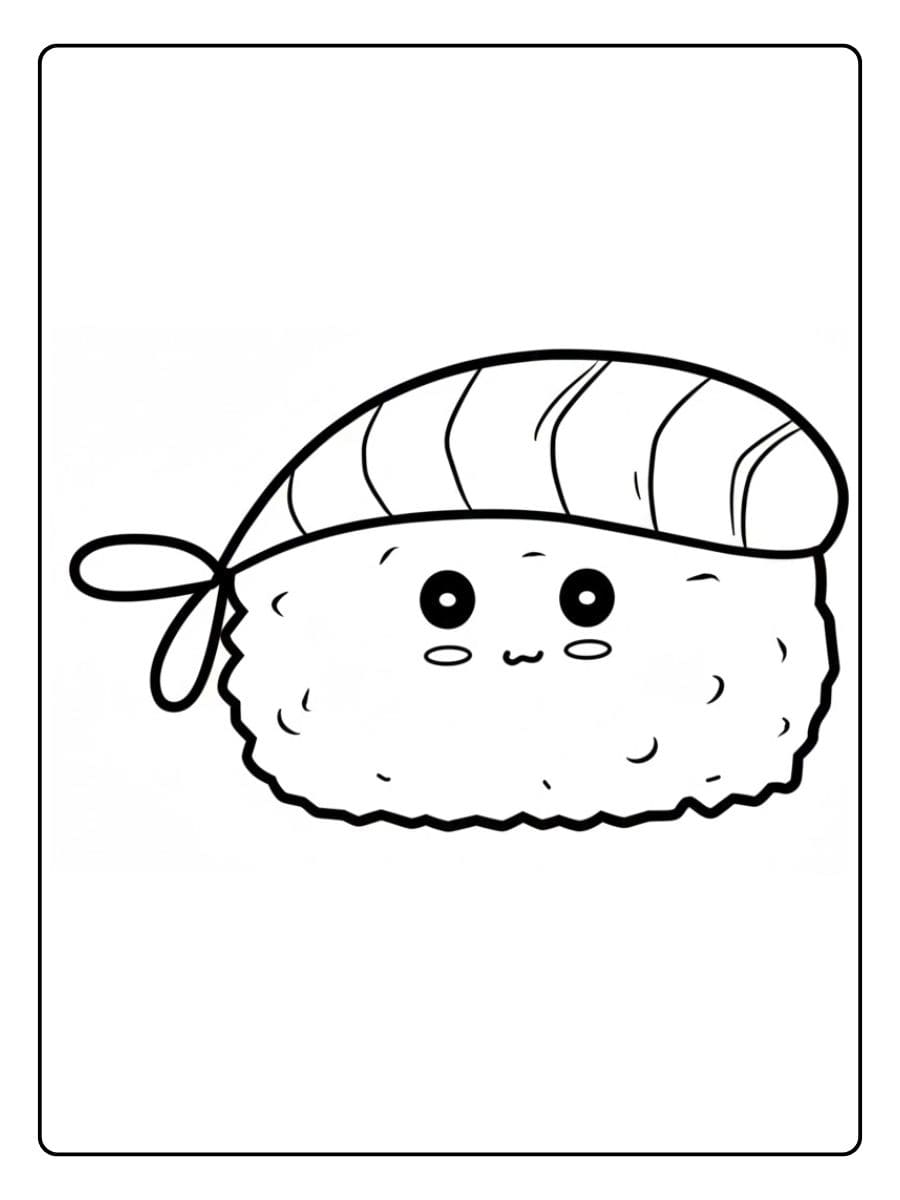 Coloriage Aliment Kawaii Sushi Nigiri Mignon