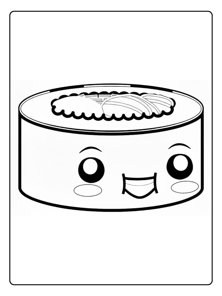 Coloriage Aliment Kawaii Sushi Souriant