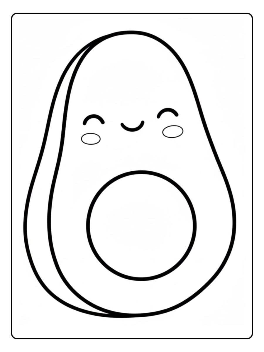 Coloriage Avocat Kawaii Mignon Esquisse Simple à Grandes Lignes