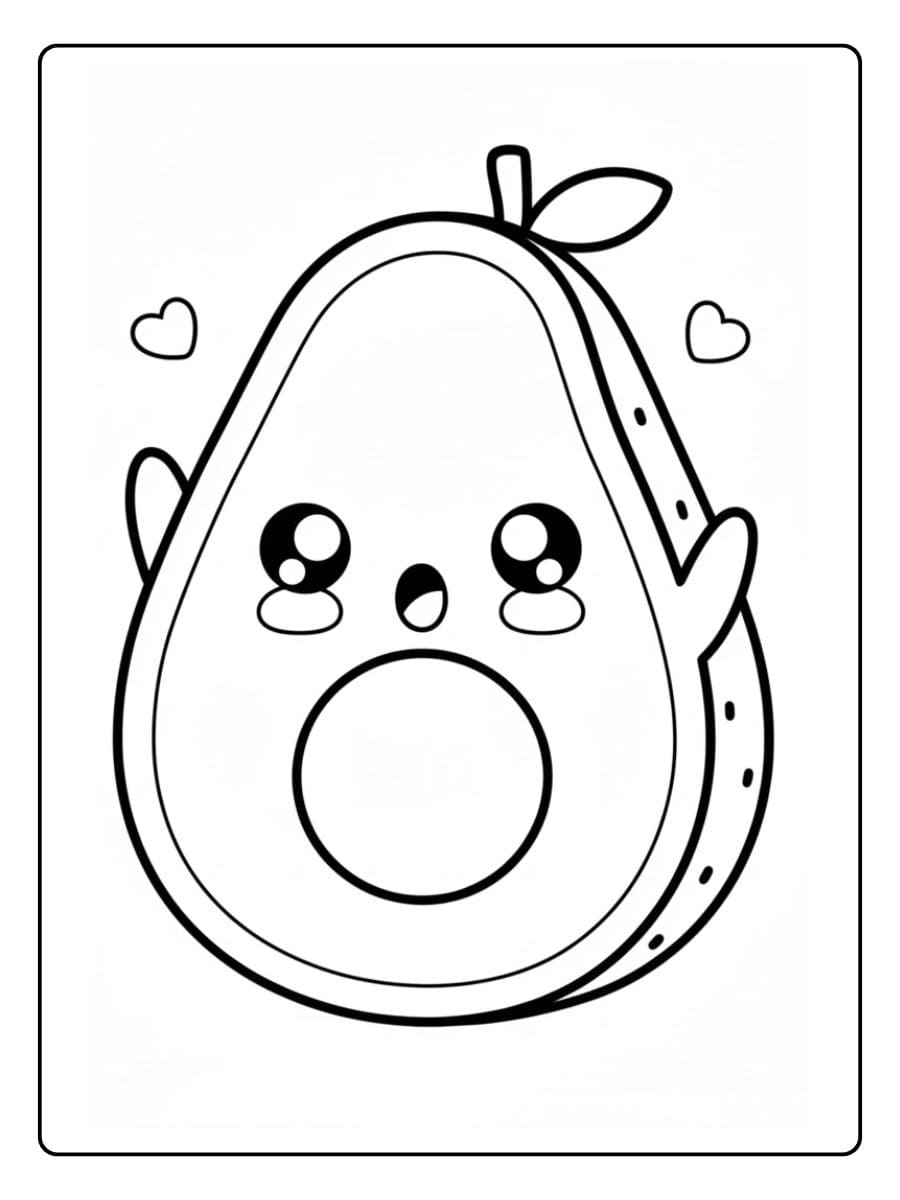 Coloriage Avocat Kawaii Mignon Plein Écran