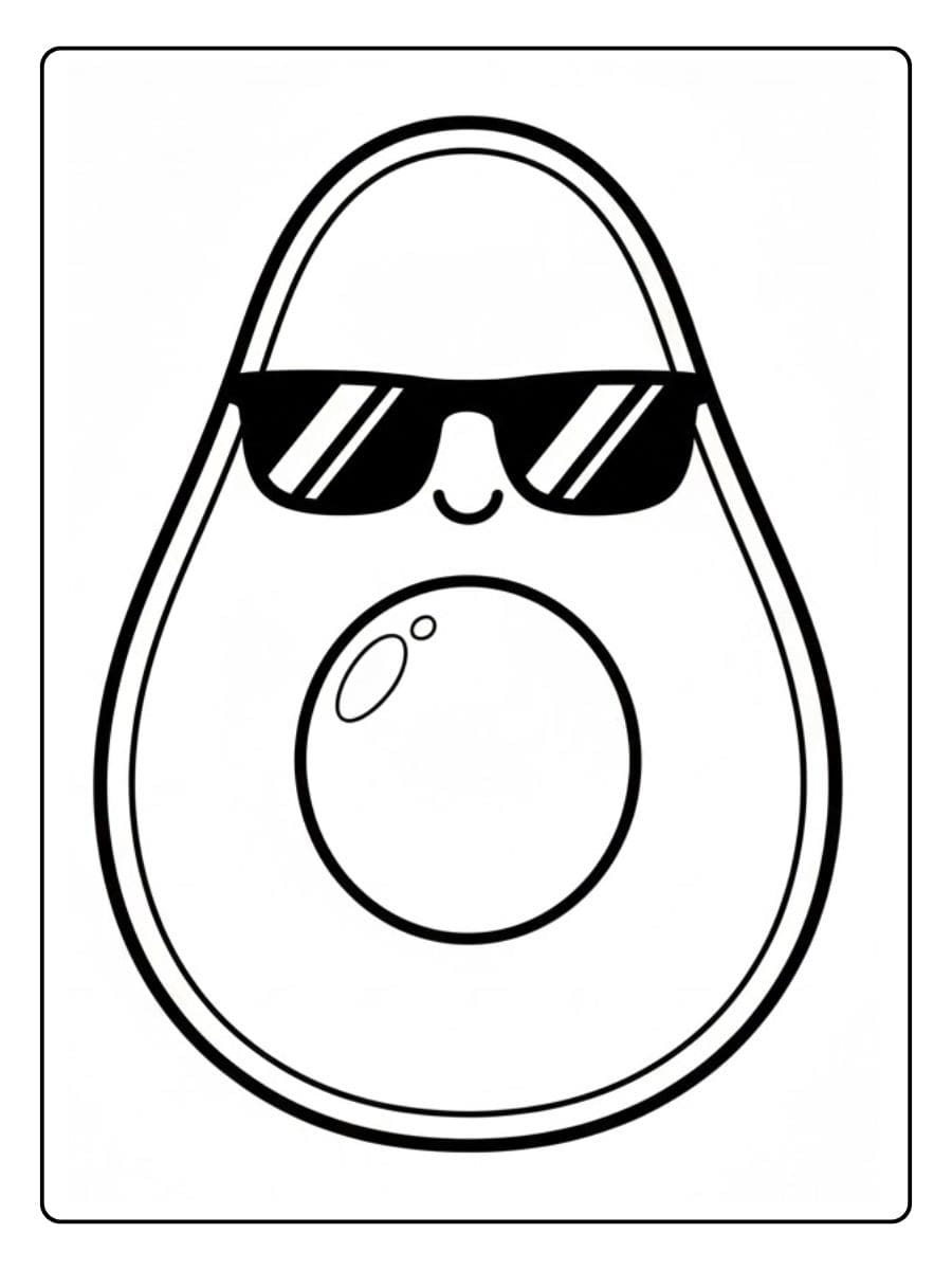 Coloriage Avocat Kawaii Mignon en Plein Écran