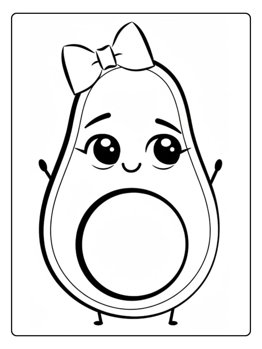 Coloriage Avocat Kawaii Mignon et Joyeux