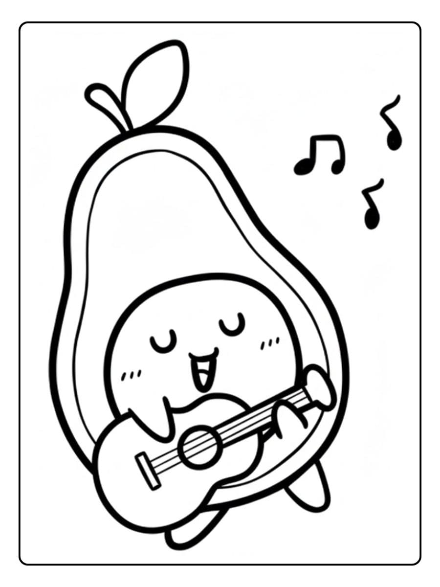 Coloriage Avocat Kawaii Musicien Le Ritme de la Création