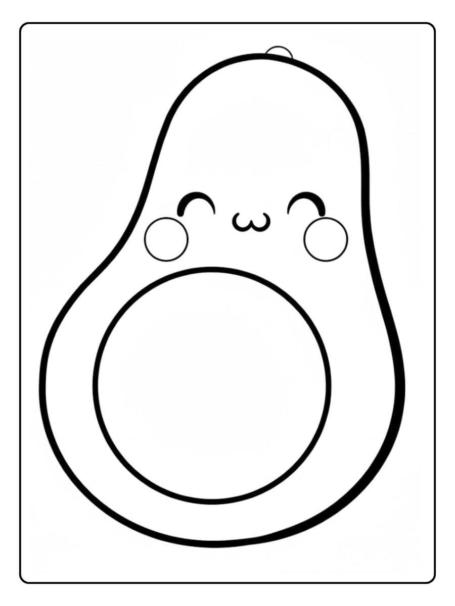 Coloriage Avocat Kawaii avec Cœur et Yeux Fermés