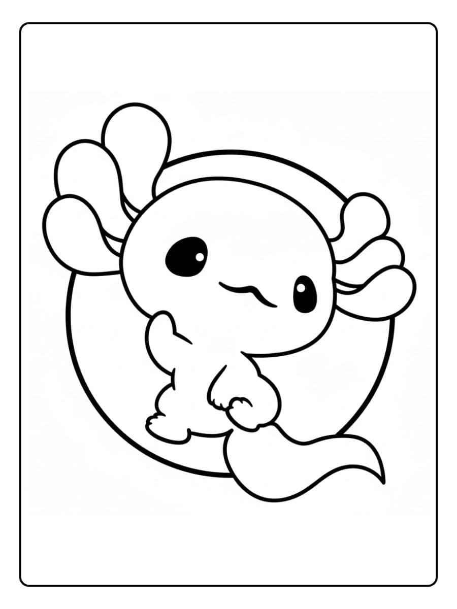 Coloriage Axolotl Kawaii Le Contour Parfait pour la Créativité