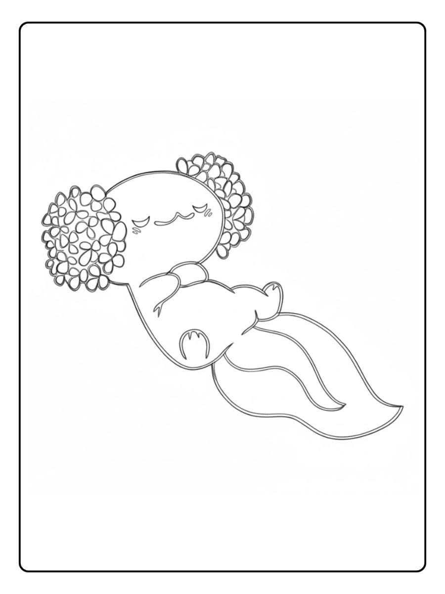 Coloriage Axolotl Kawaii Repos Croquis Simple à Grand Trait