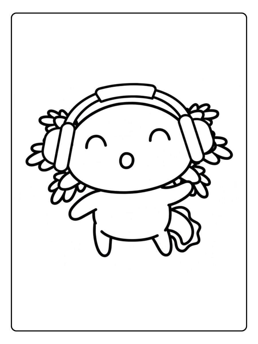Coloriage Axolotl Kawaii Simple et Mignon
