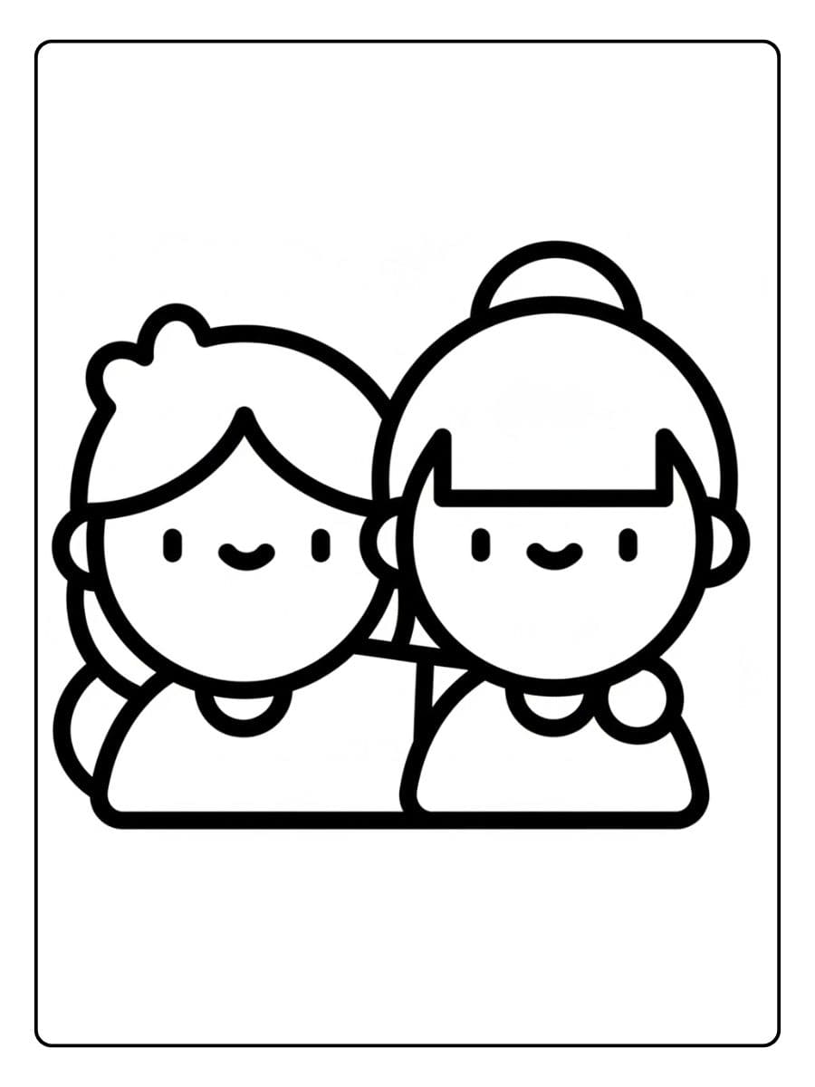 Coloriage BFF Kawaii Icône d'Amies