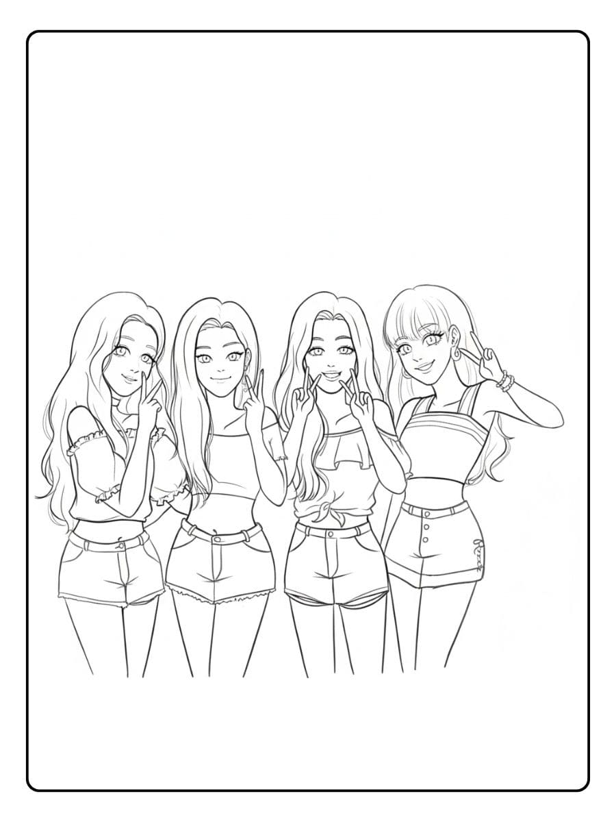 Coloriage Blackpink Kawaii Amies