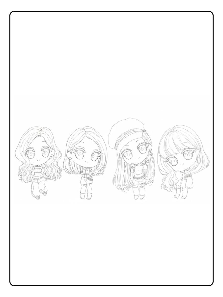 Coloriage Blackpink Kawaii Chibi Filles