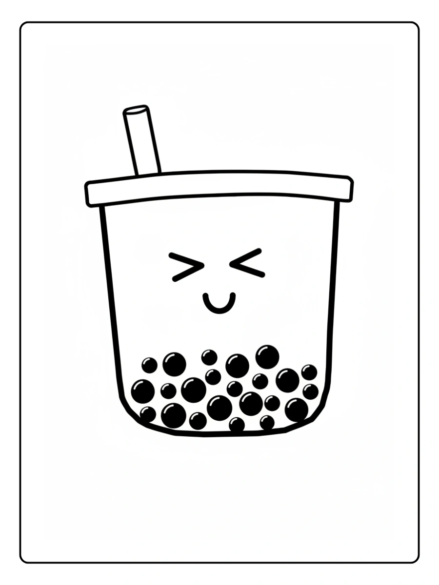 Coloriage Bubble Tea Kawaii (1)