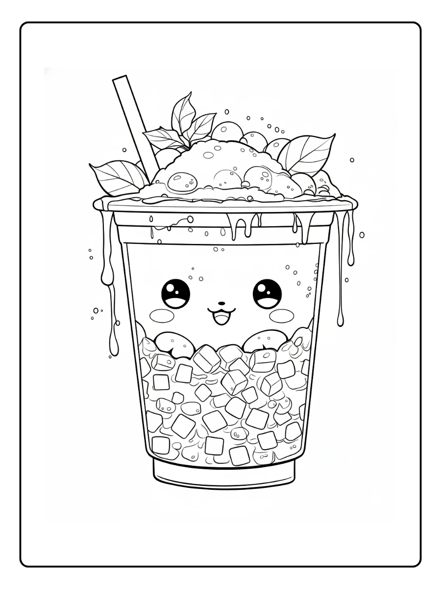 Coloriage Bubble Tea Kawaii (3)