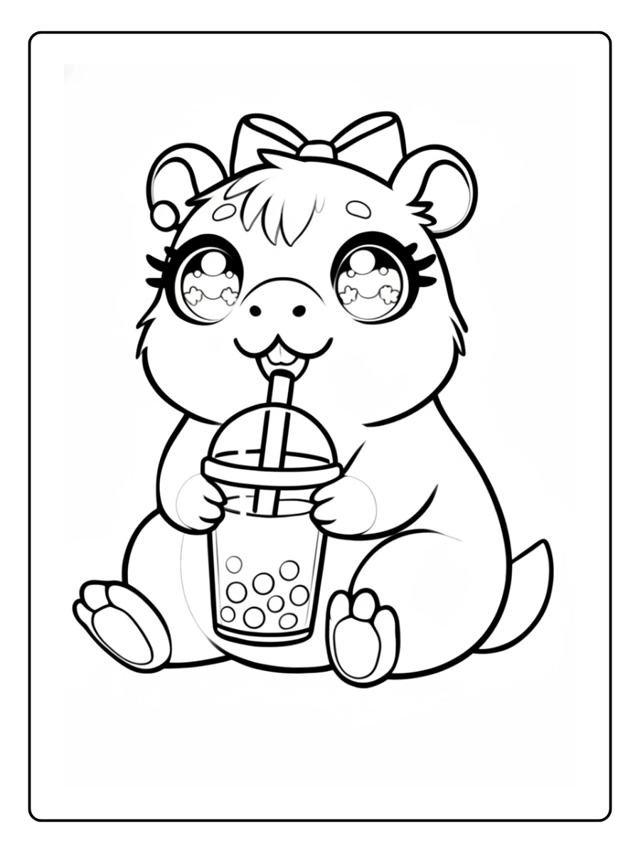 Coloriage Capybara Kawaii (5)