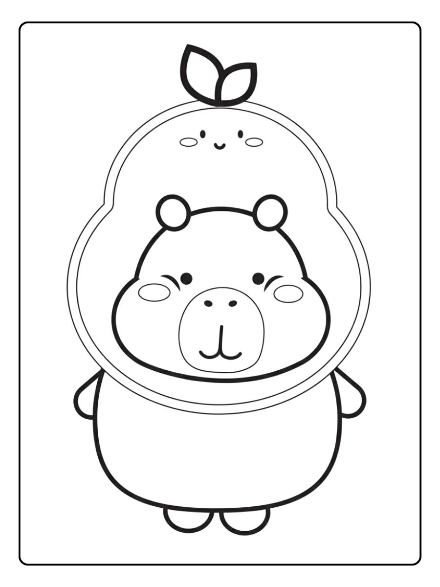 Coloriage Capybara Kawaii Fête Gâteau