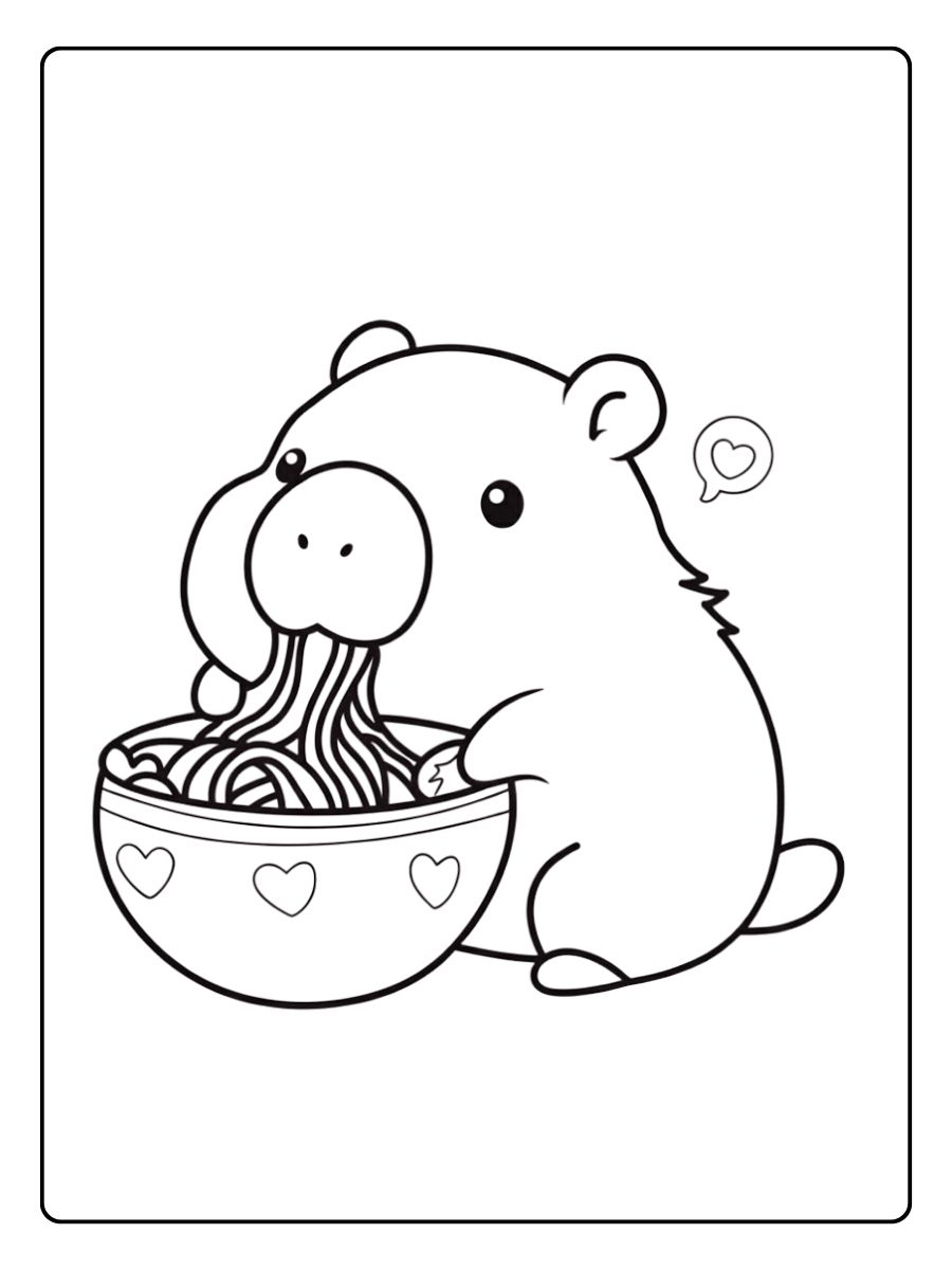 Coloriage Capybara Kawaii Gâteau Bougie