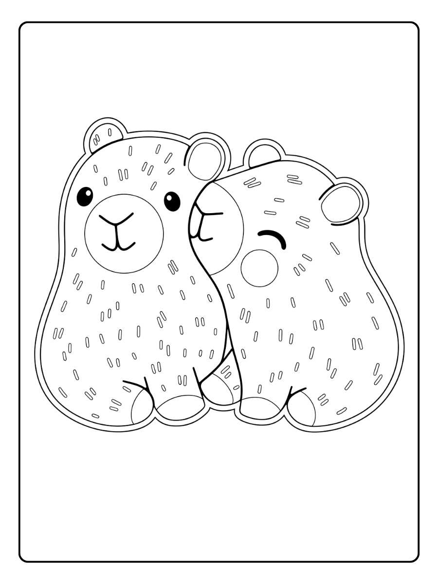 Coloriage Capybara Kawaii et Papillon Enchanté (1)