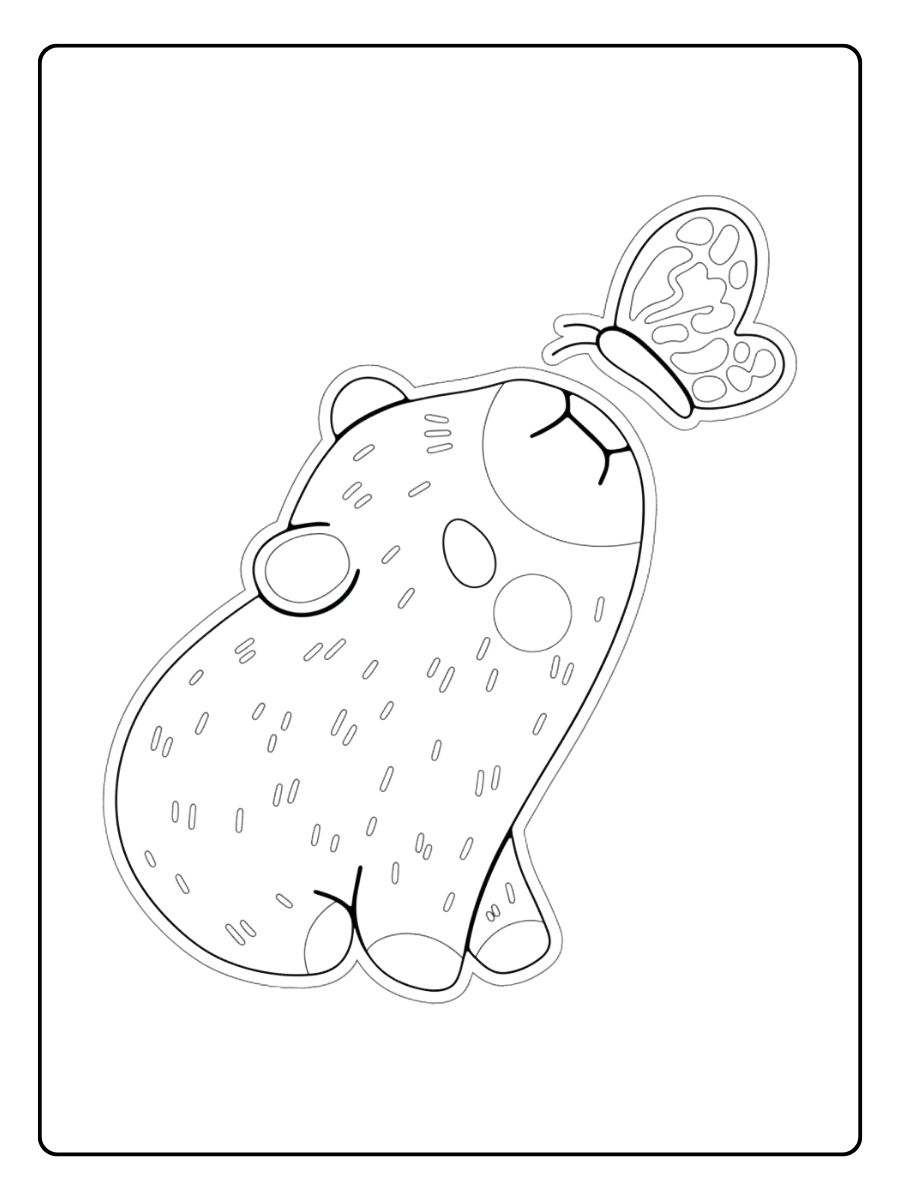 Coloriage Capybara Kawaii et Papillon Enchanté