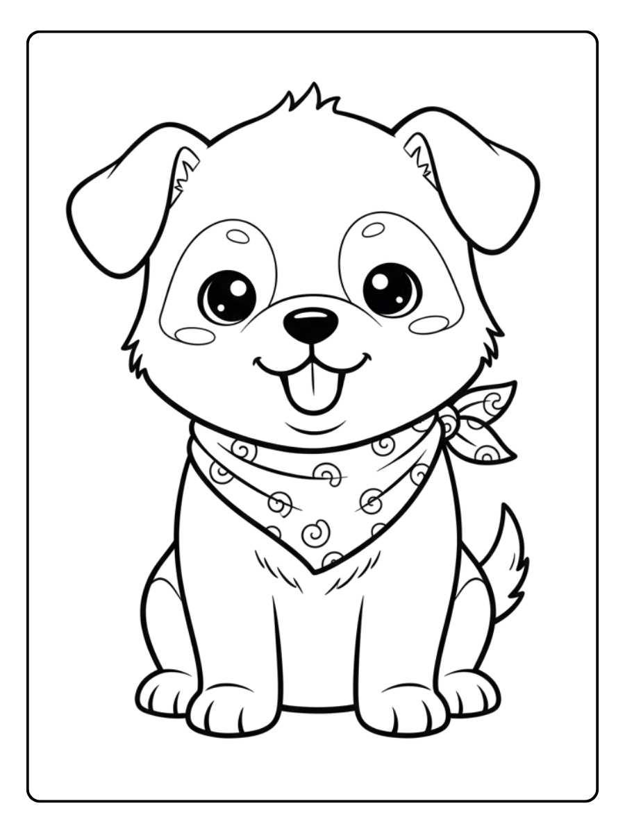 Coloriage Chien Kawaii Amoureux