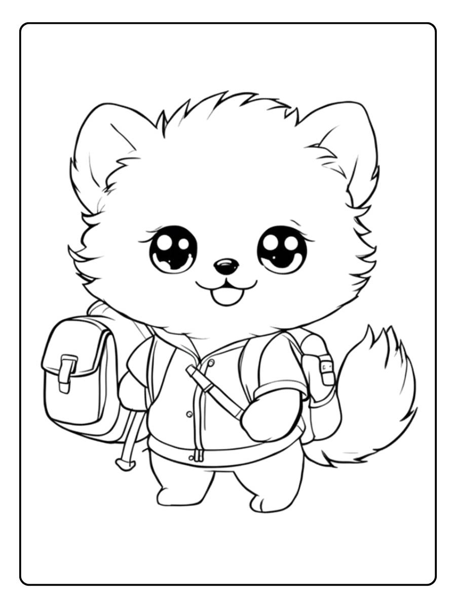 Coloriage Chien Kawaii L'Écolier Adorable