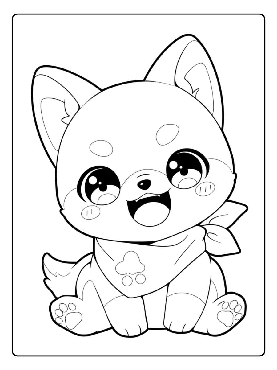 Coloriage Chien Kawaii Le Corgi Souriant