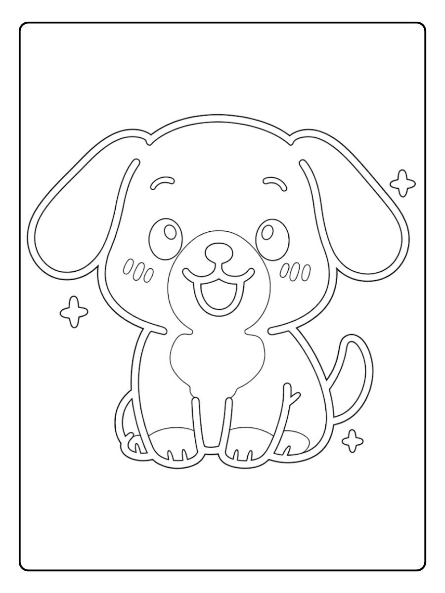 Coloriage Chien Kawaii Le Petit Cœur Brillant
