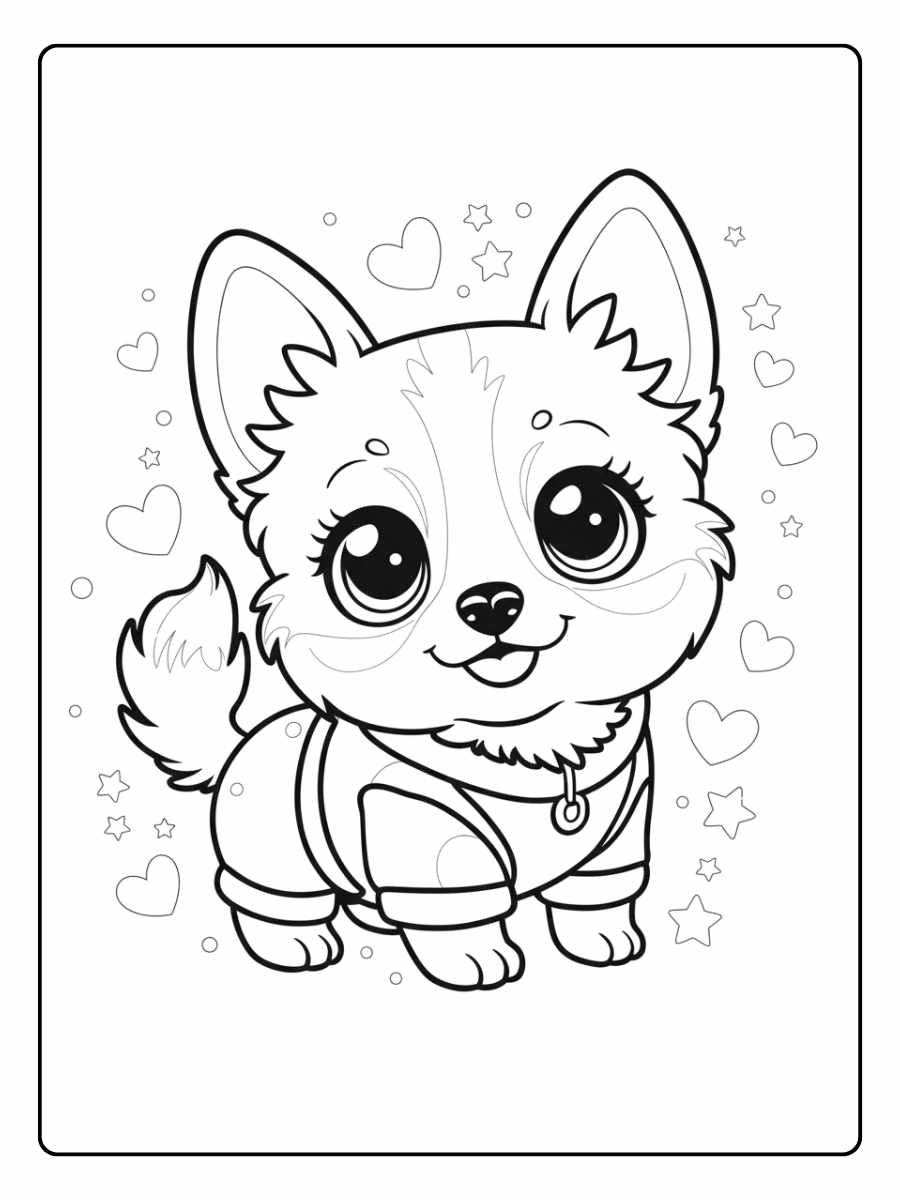 Coloriage Chien Kawaii Mon Ami Adorable et Scintillant