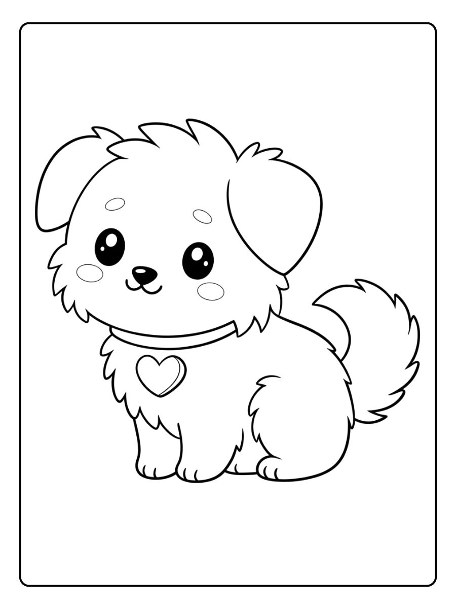 Coloriage Chien Kawaii Mon Chiot Adorable au Cur