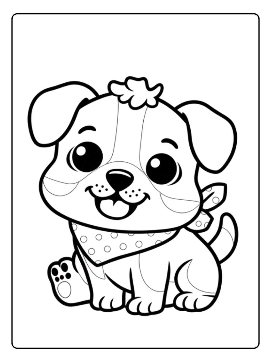 Coloriage Chien Kawaii Prêt pour l'École