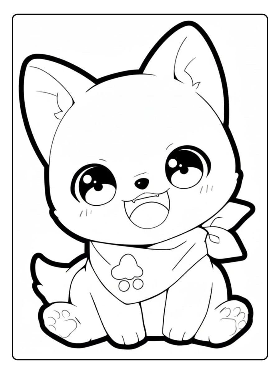 Coloriage Chiot Kawaii Adorable Bébé Chien