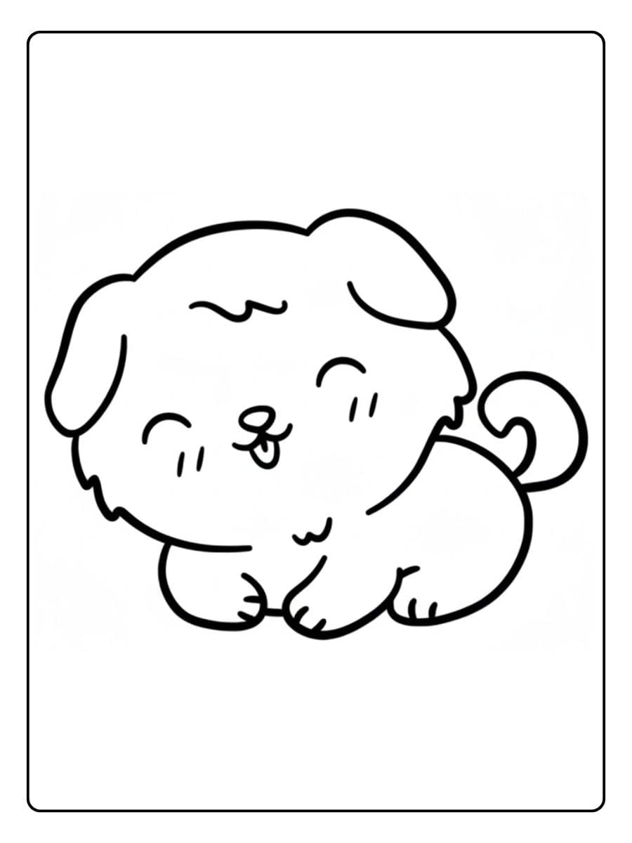 Coloriage Chiot Kawaii Chiot Endormi Mignon