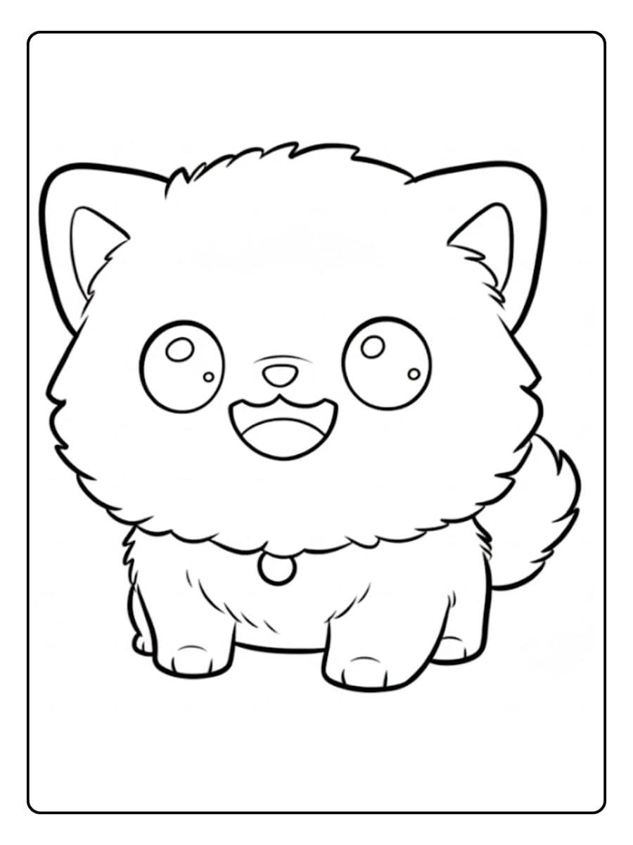 Coloriage Chiot Kawaii Pomeranian Mignon