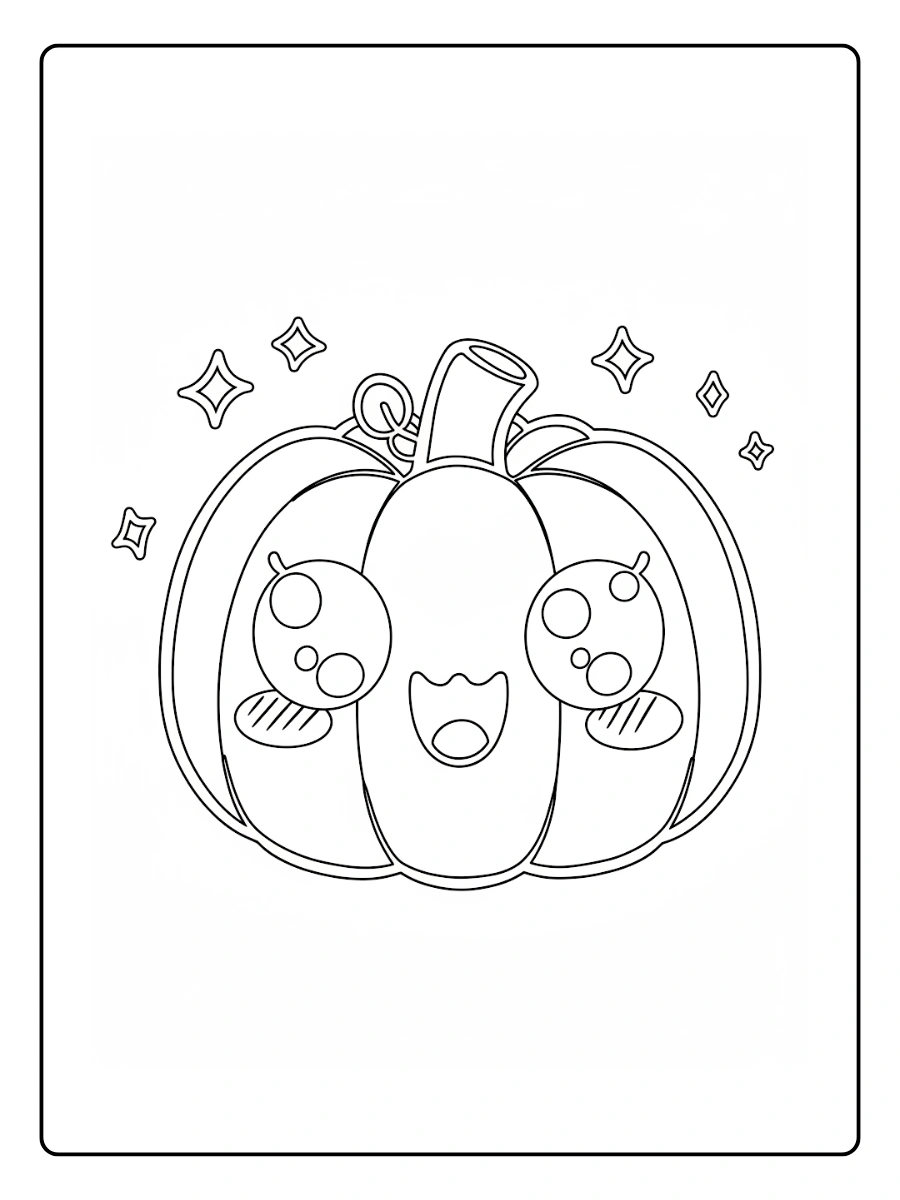Coloriage Citrouille Kawaii (1)
