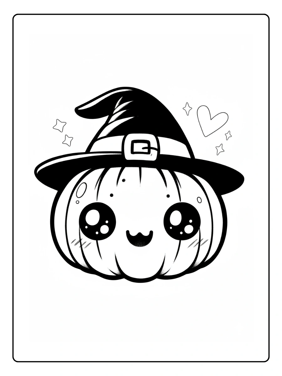 Coloriage Citrouille Kawaii (10)