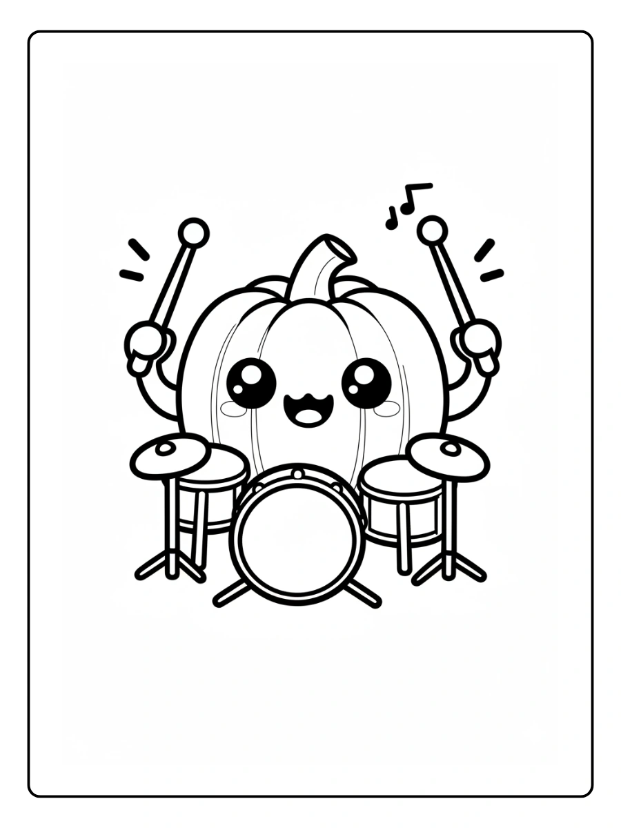 Coloriage Citrouille Kawaii (3)