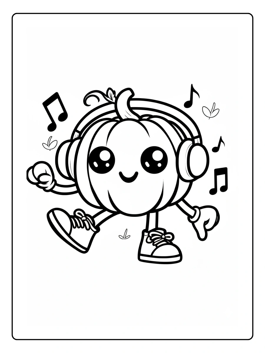 Coloriage Citrouille Kawaii (4)