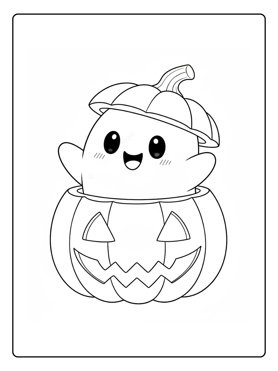 Coloriage Citrouille Kawaii (7)