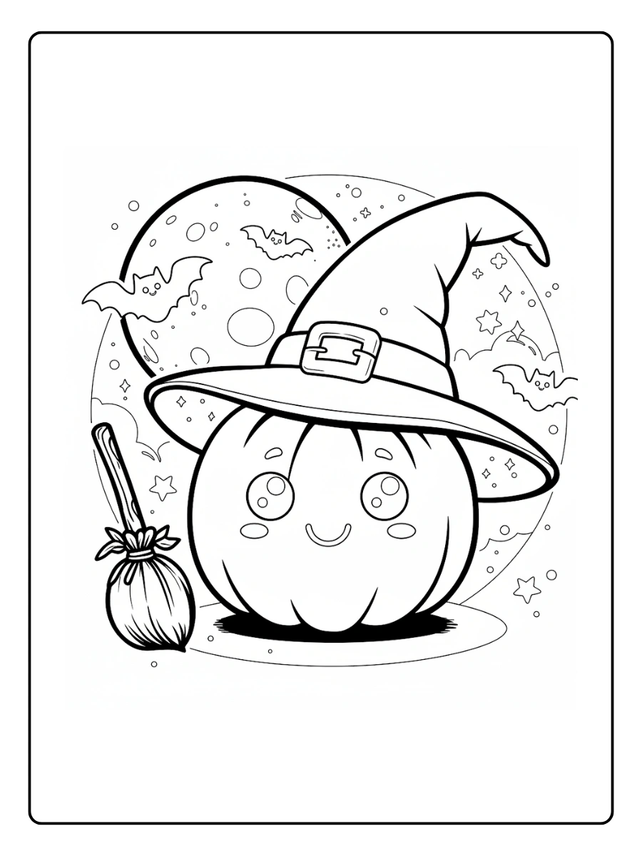 Coloriage Citrouille Kawaii (9)