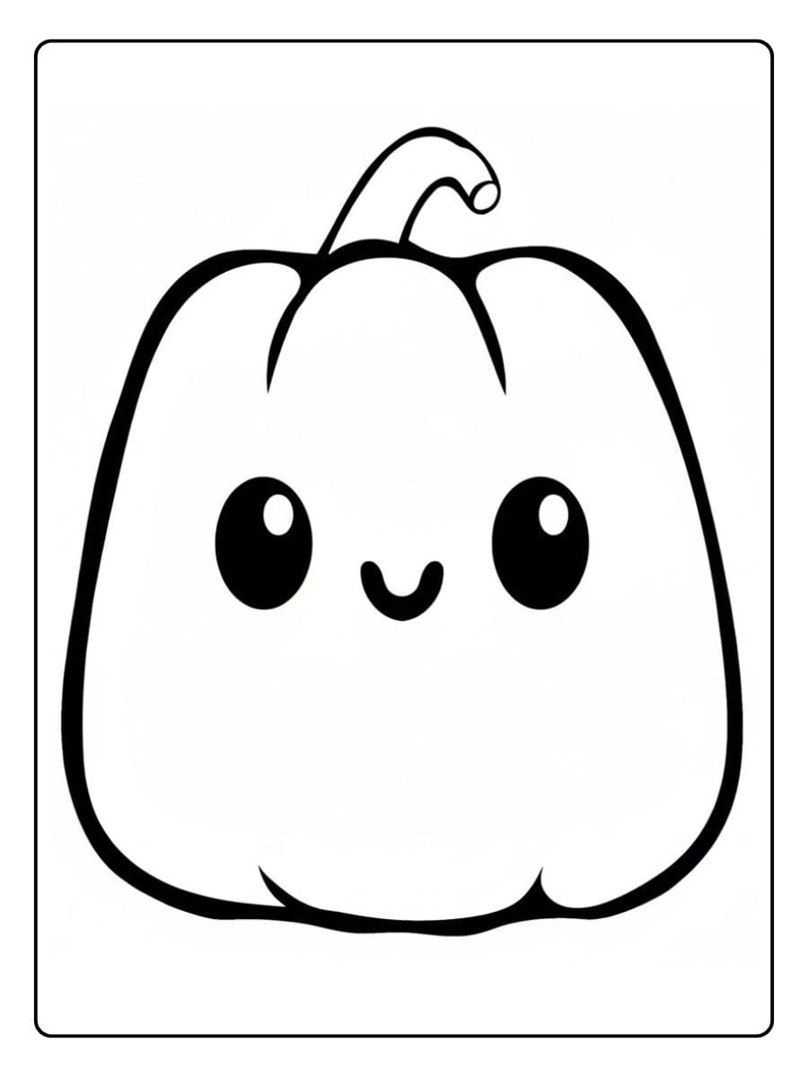 Coloriage Citrouille Simple Kawaii Pumpkin Sketch