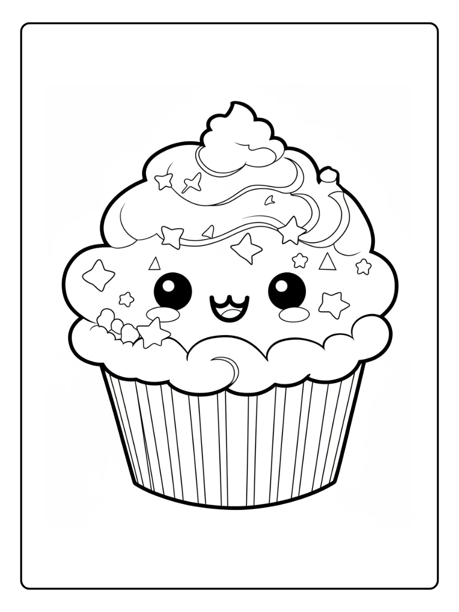 Coloriage Cupcake Kawaii (2)